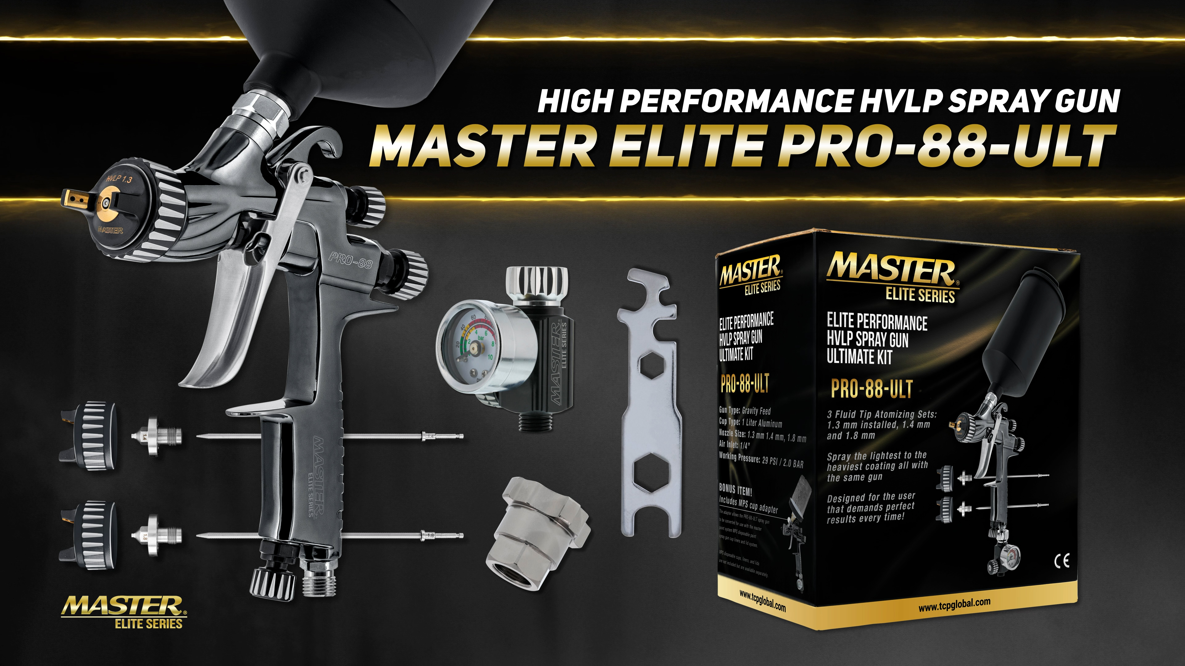 Master Elite Performance PRO-88 Series HVLP Spray Gun Ultimate Kit